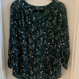 41 Hawthorn Dark Green Floral Blouse